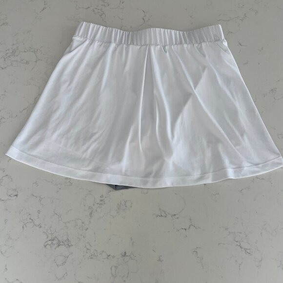 Asics Club GPX Skort/Skirt Poly Front Graphics Back Box Pleat Wht Gray Sz M NWOT - Picture 7 of 13